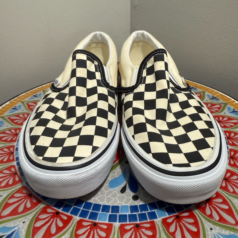Vans Classic Slip-On Checkerboard Black White Women’s Size 8.5